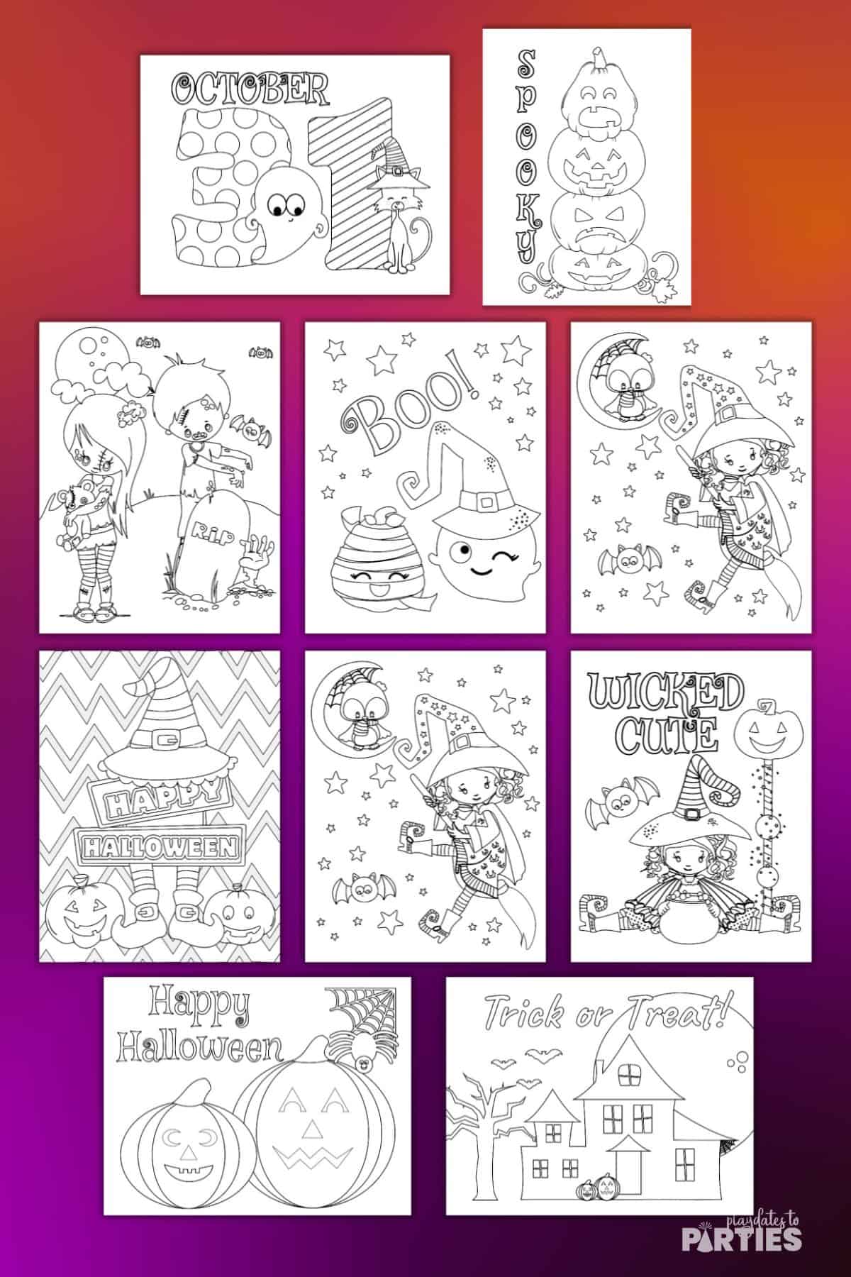 10 Halloween coloring pages.