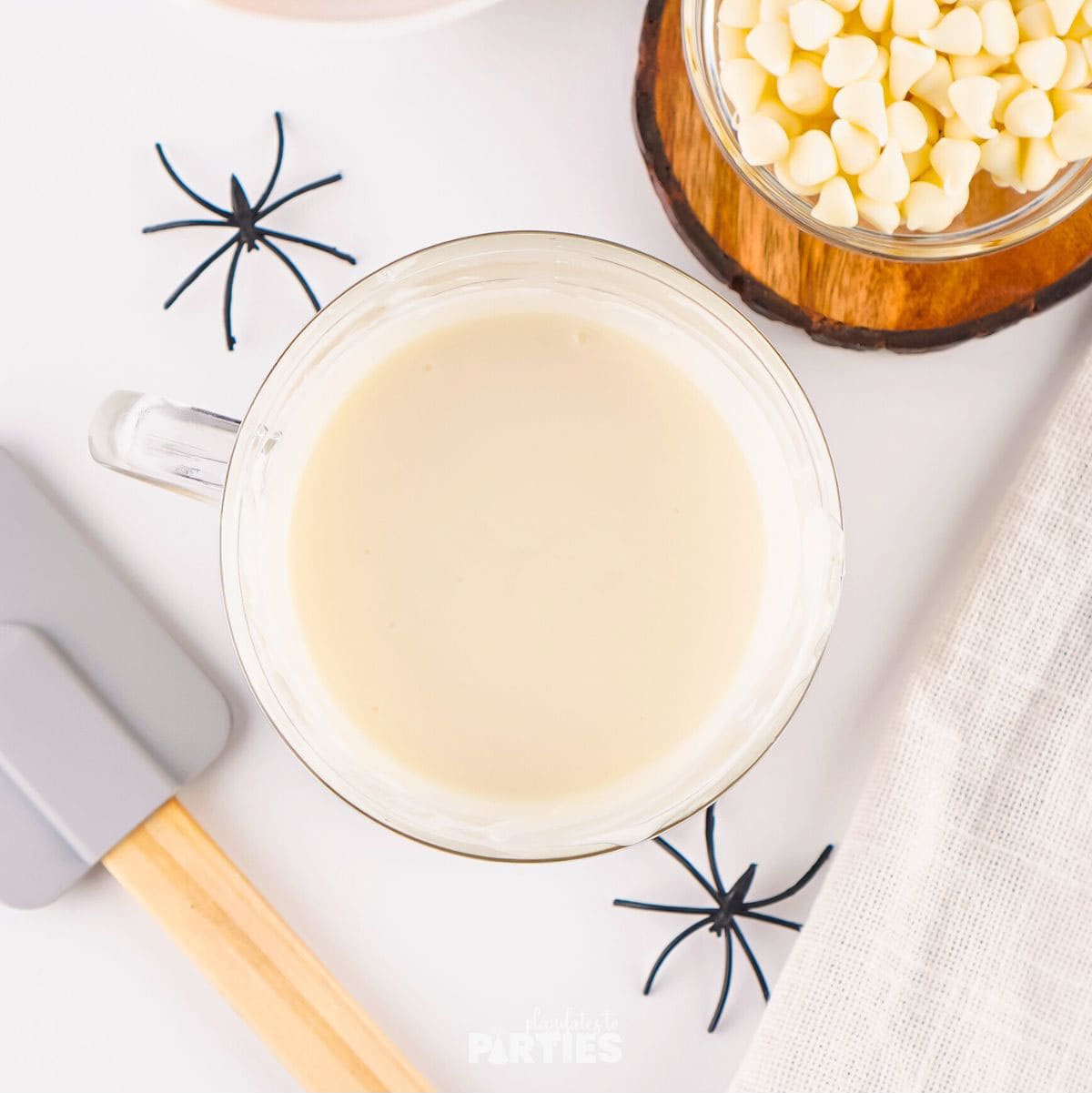 Melted white chocolate.