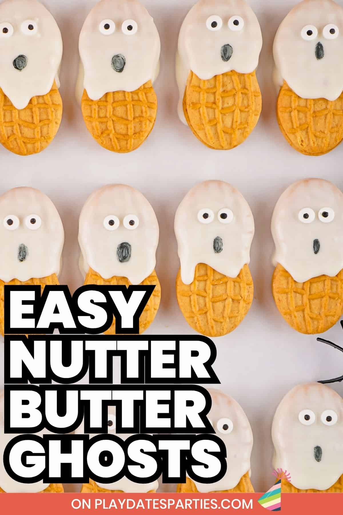 Nutter Butter Ghost Cookies Pin Image.