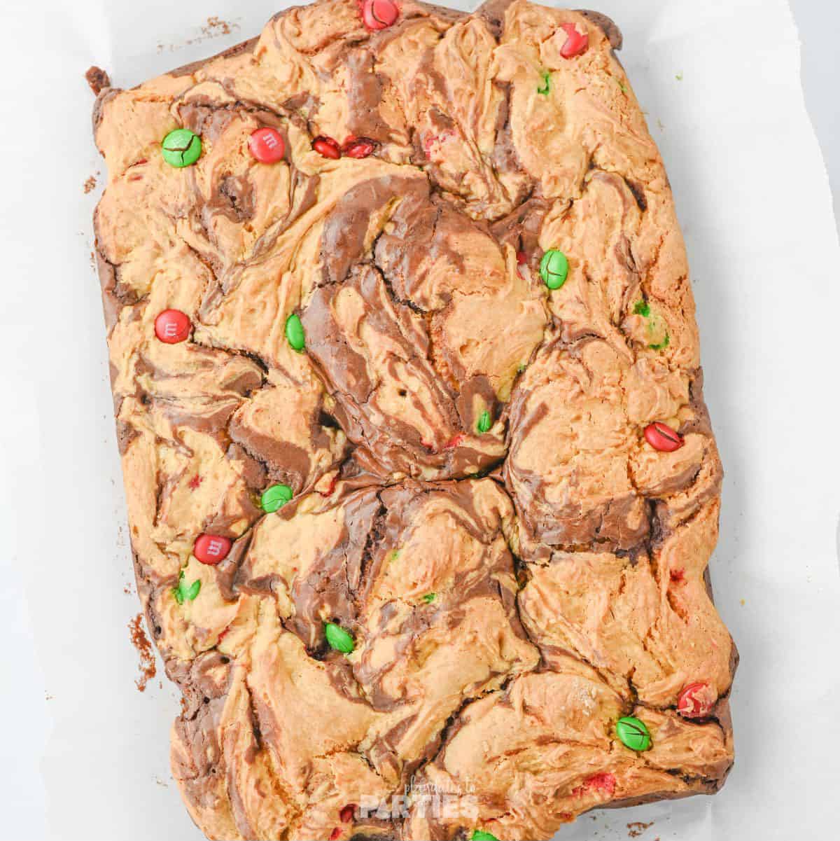 Baked double decker holiday brownies.