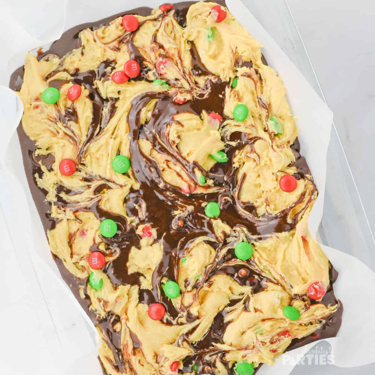 Brownie mix and cake mix swirled together.