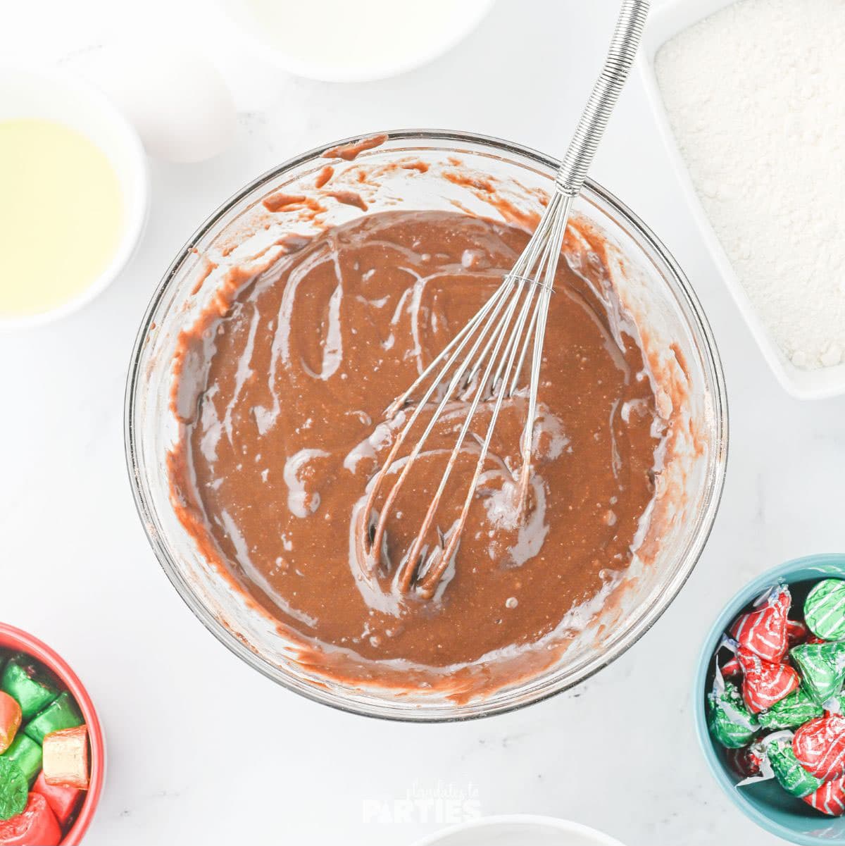 Brownie mix prepared according to package directions.