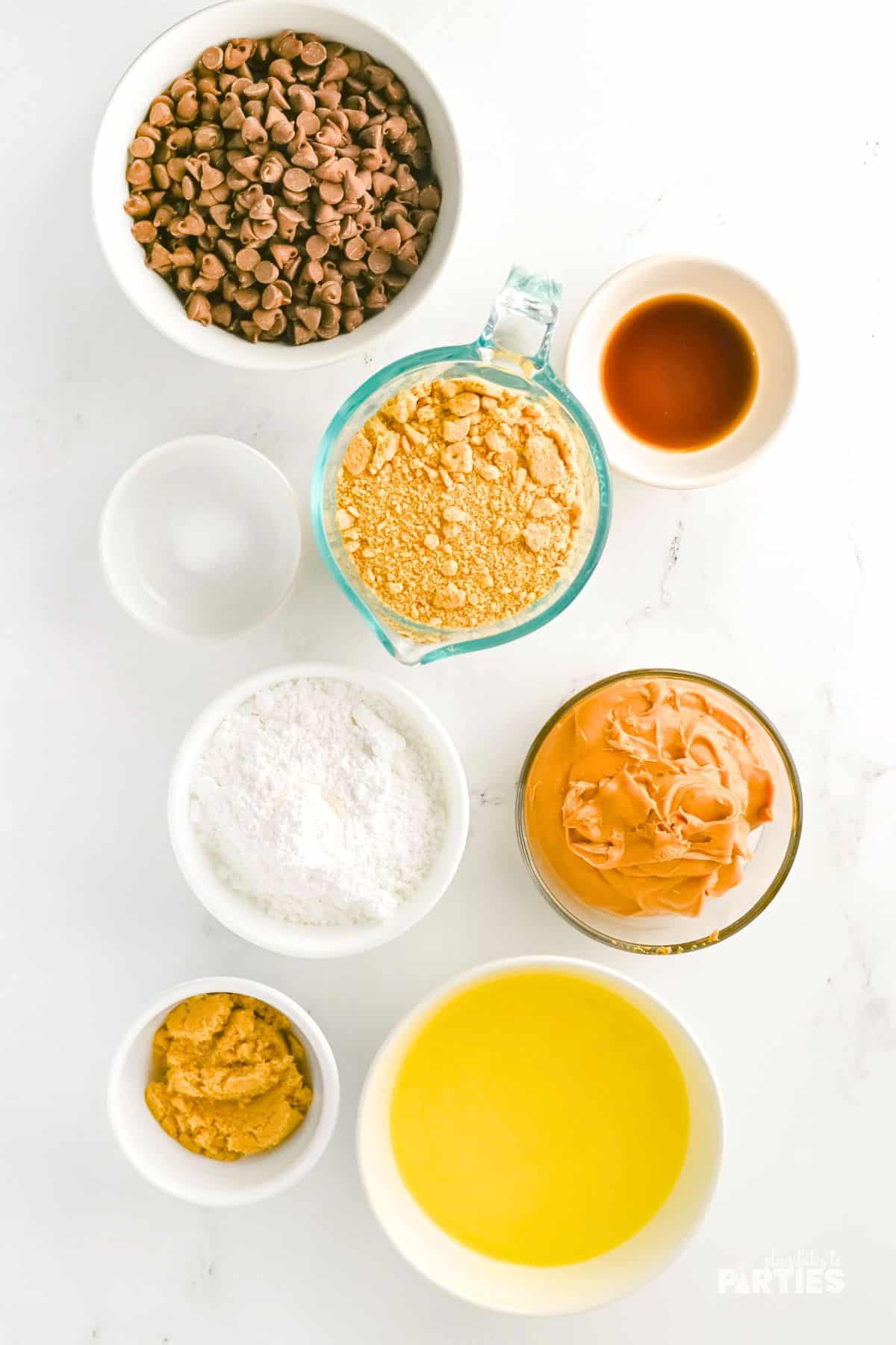 Ingredients for peanut butter bars.