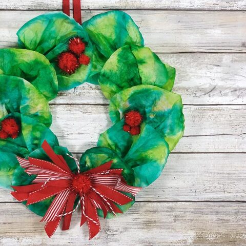 Image for Coffee Filter Wreath Christmas Craft for Kids